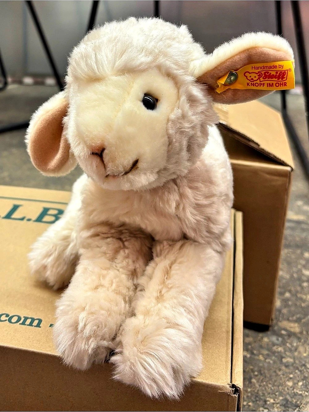 Steiff Lamb Plush Stuffed Animal Cream Gingham